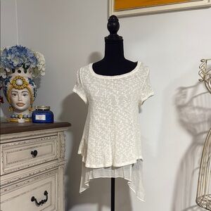 Anthropologie Meadow Rue Hi-Lo Knit Top - Cream